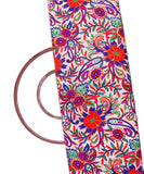 White Colour Floral Embroidery Raw Silk  Fabric