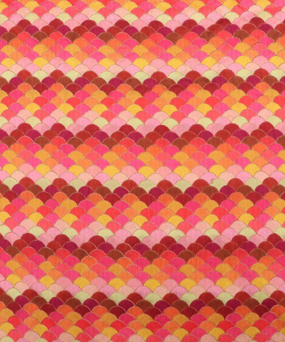 pink colour unique pattern zari embroidery phantom raw silk fabric