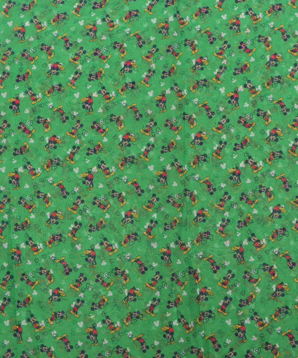 green colour floral print georgette fabric