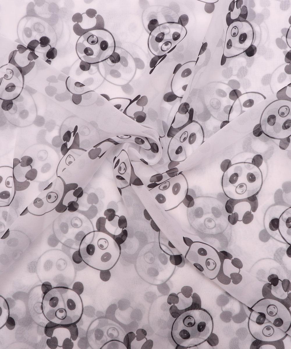 white colour kids print georgette fabric