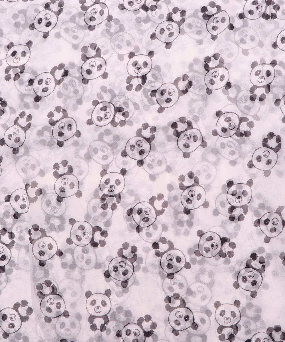 white colour kids print georgette fabric