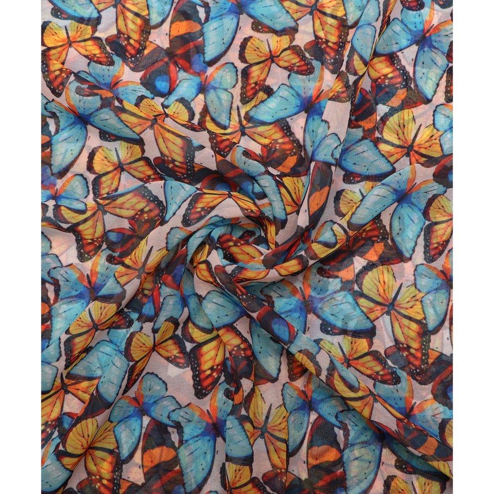 multi colour kids print georgette fabric