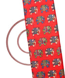Red Colour Kalamkari Print Manipuri Silk Fabric