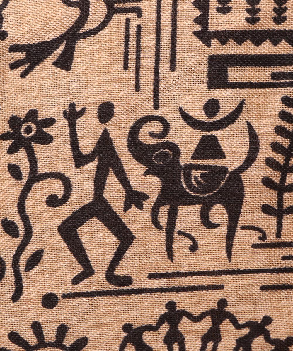 off white kalamkari print manipuri silk fabric 2