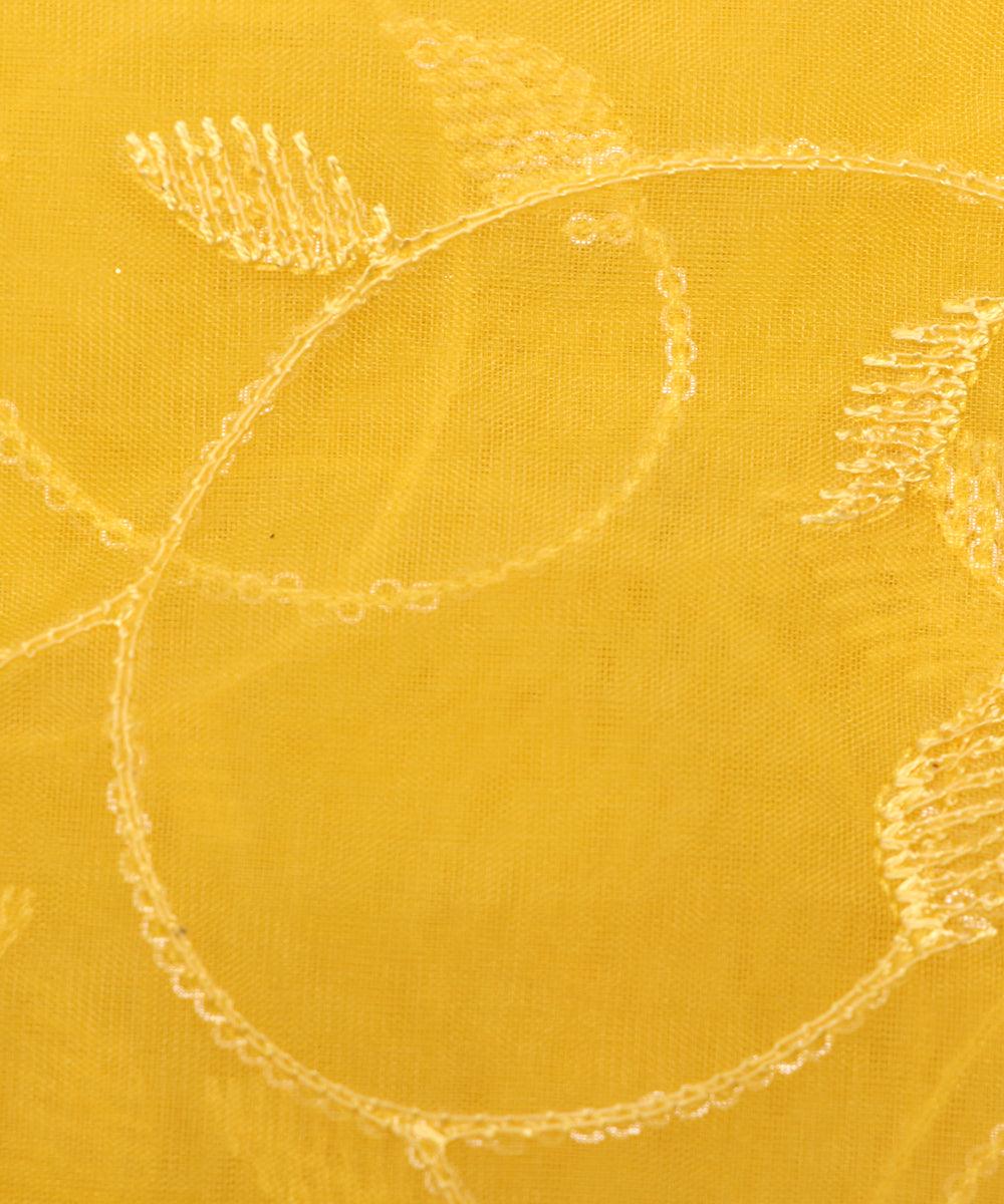 yellow colour embroidery organza fabric
