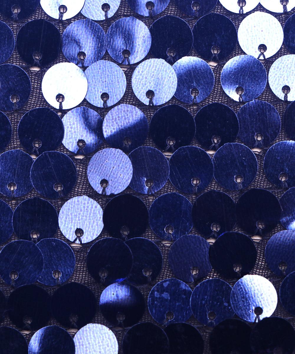 navy blue colour sequin net embroidery fabric 1