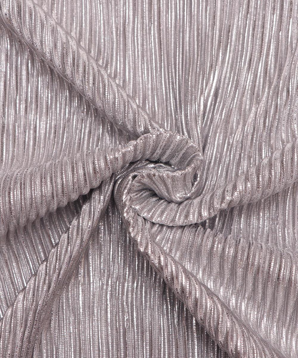 silver foil pleated satin lycra fabric