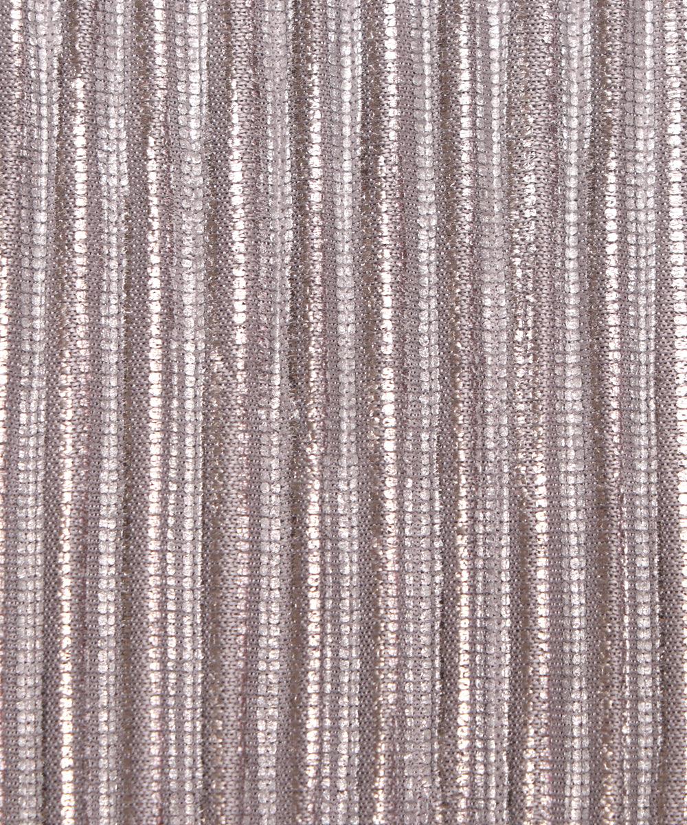 silver foil pleated satin lycra fabric