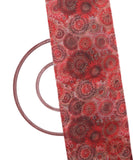 Red Colour Abstract Digital Print Organza Fabric