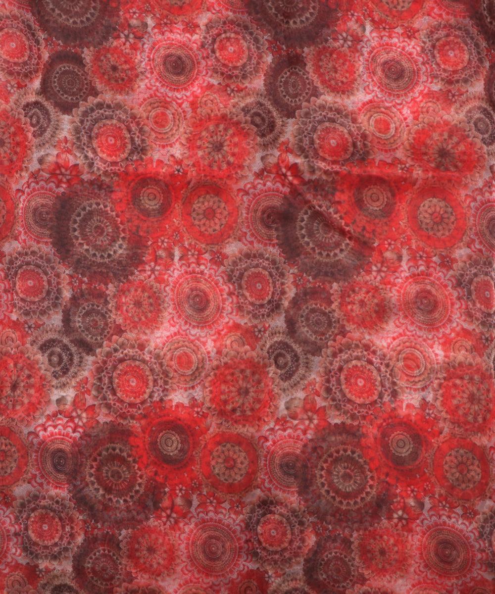 red colour abstract digital print organza fabric