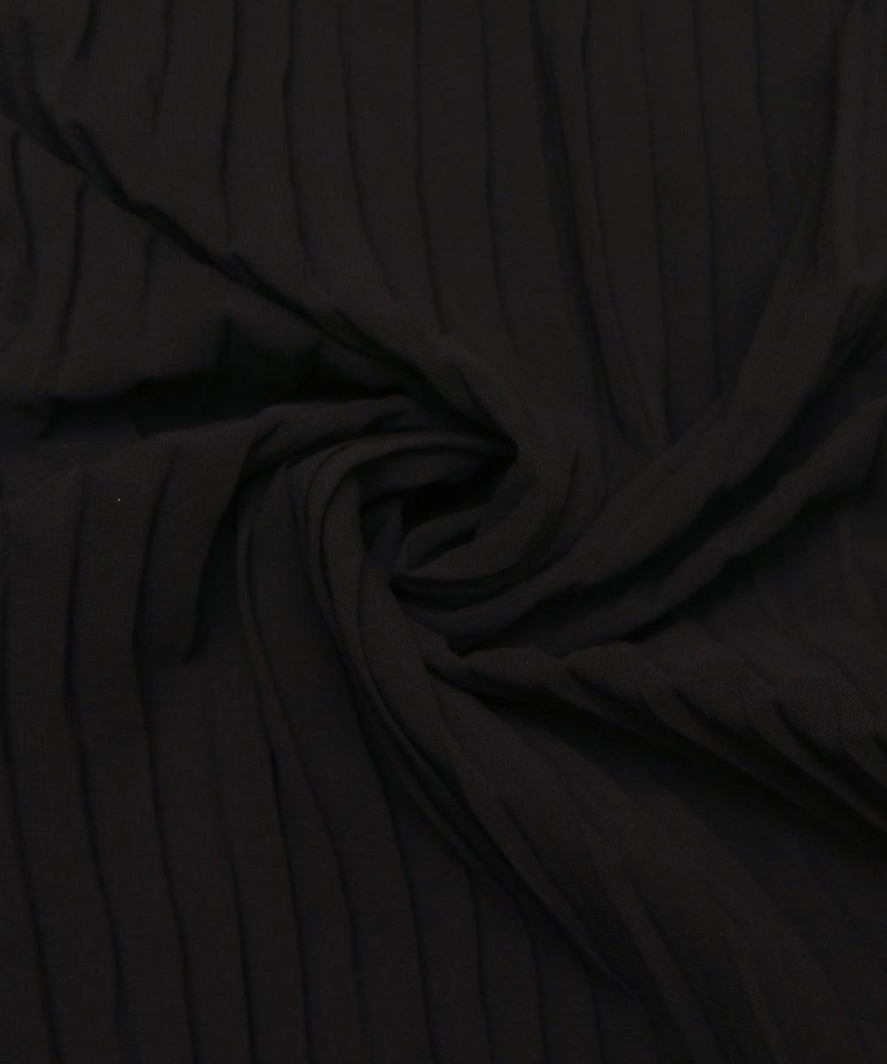 black colour plain pleated georgette fabric