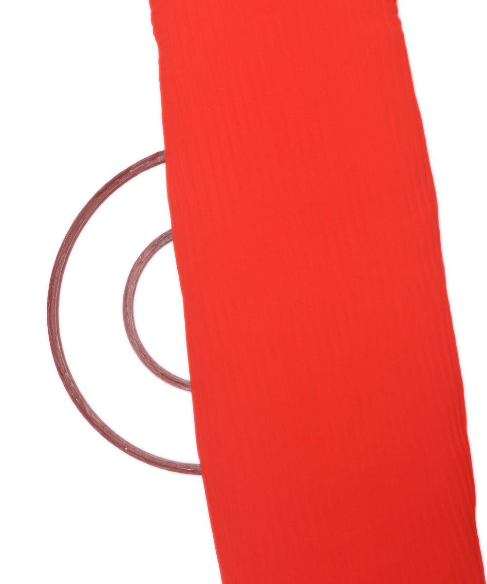 orange colour plain pleated georgette fabric