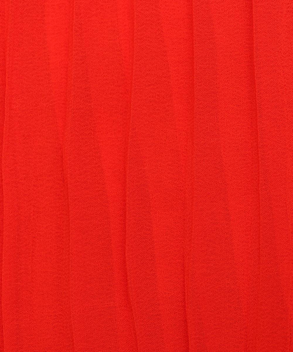 orange colour plain pleated georgette fabric