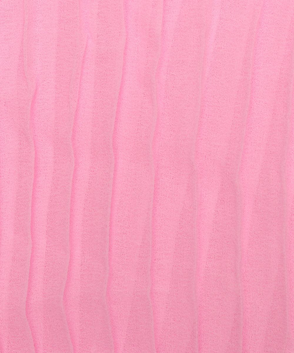pink colour plain pleated georgette fabric