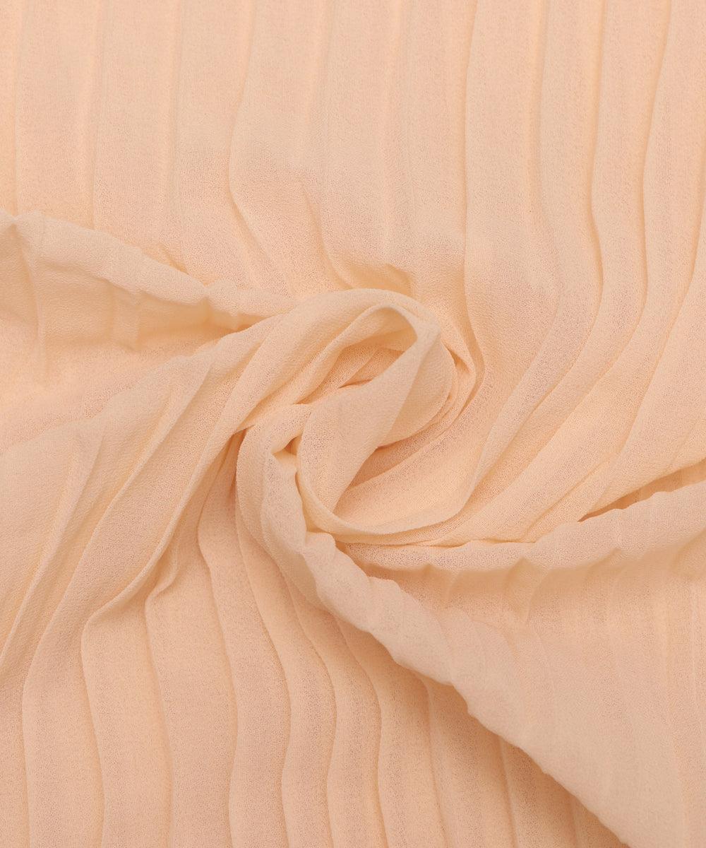off white colour plain pleated georgette fabric
