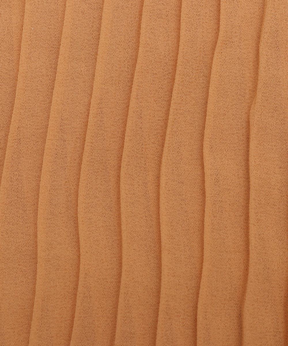 wood colour plain pleated georgette fabric