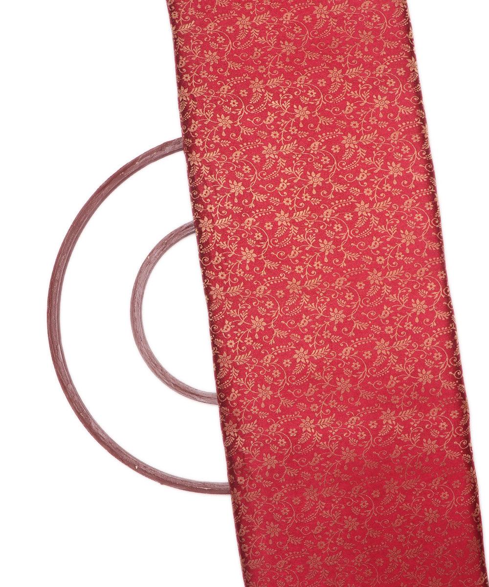 maroon colour floral pattern brocade silk fabric