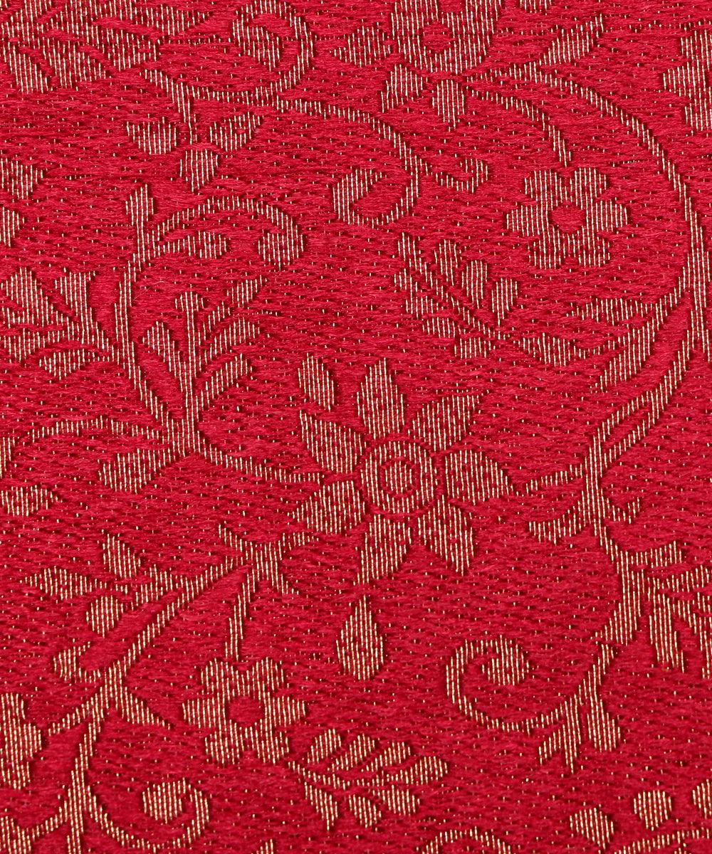 maroon colour floral pattern brocade silk fabric