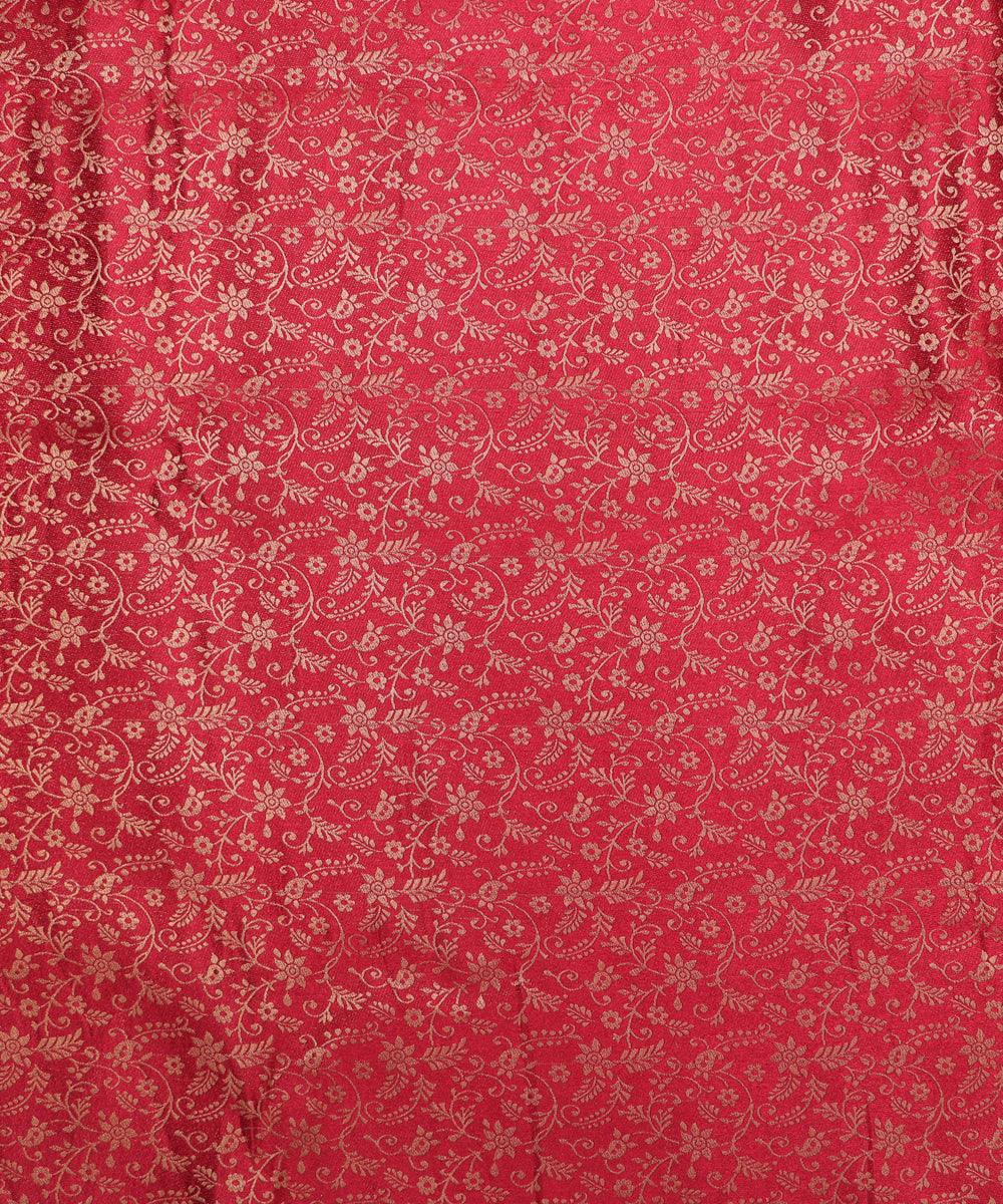 maroon colour floral pattern brocade silk fabric