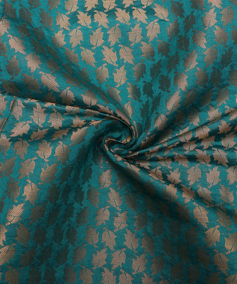 green colour floral pattern brocade silk fabric