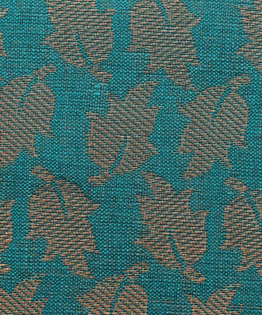 green colour floral pattern brocade silk fabric
