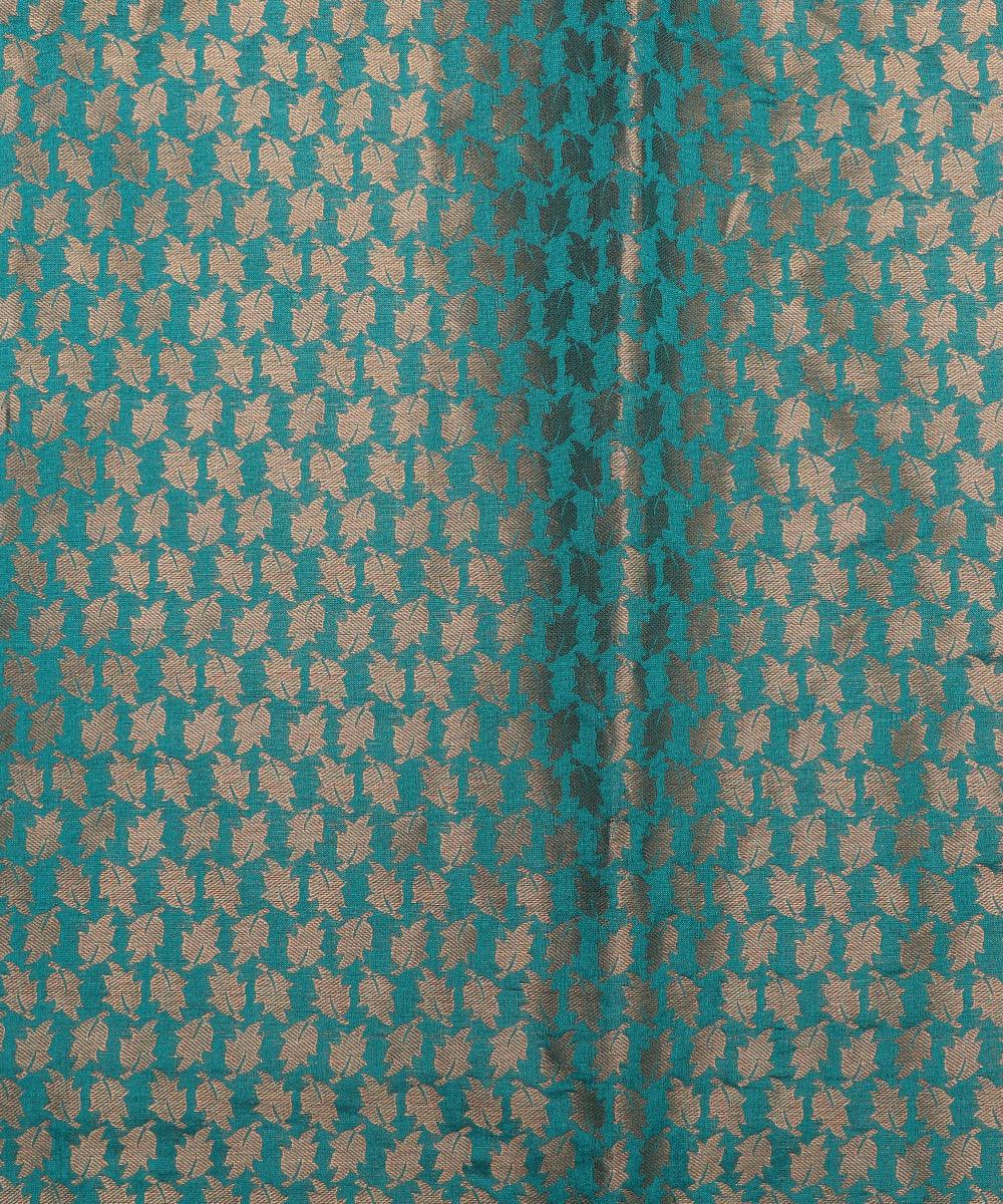 green colour floral pattern brocade silk fabric