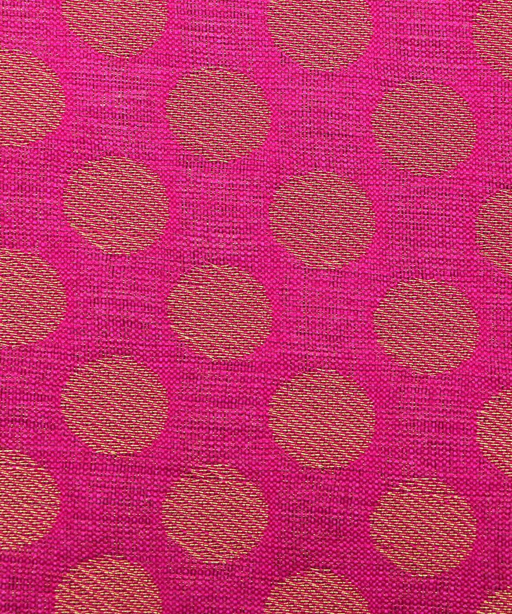 magneta colour polka dot print brocade silk fabric