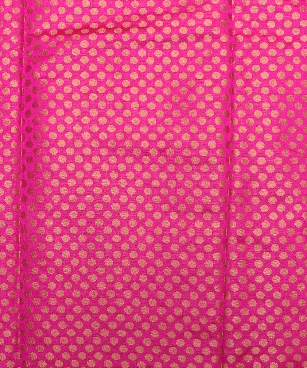 magneta colour polka dot print brocade silk fabric