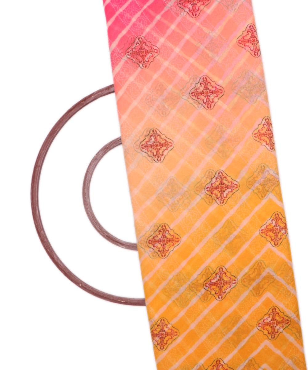 yellow colour lehariya print viscose georgette fabric