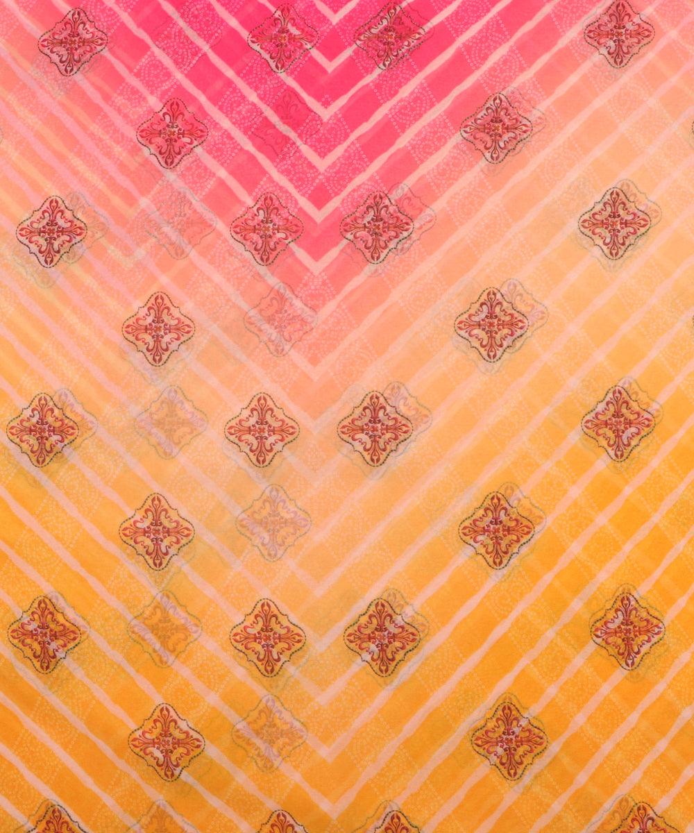 yellow colour lehariya print viscose georgette fabric