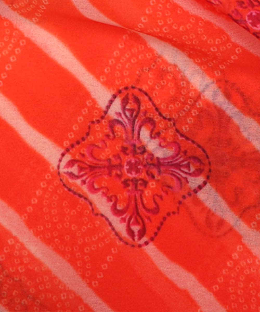 orange colour lehariya print viscose georgette fabric