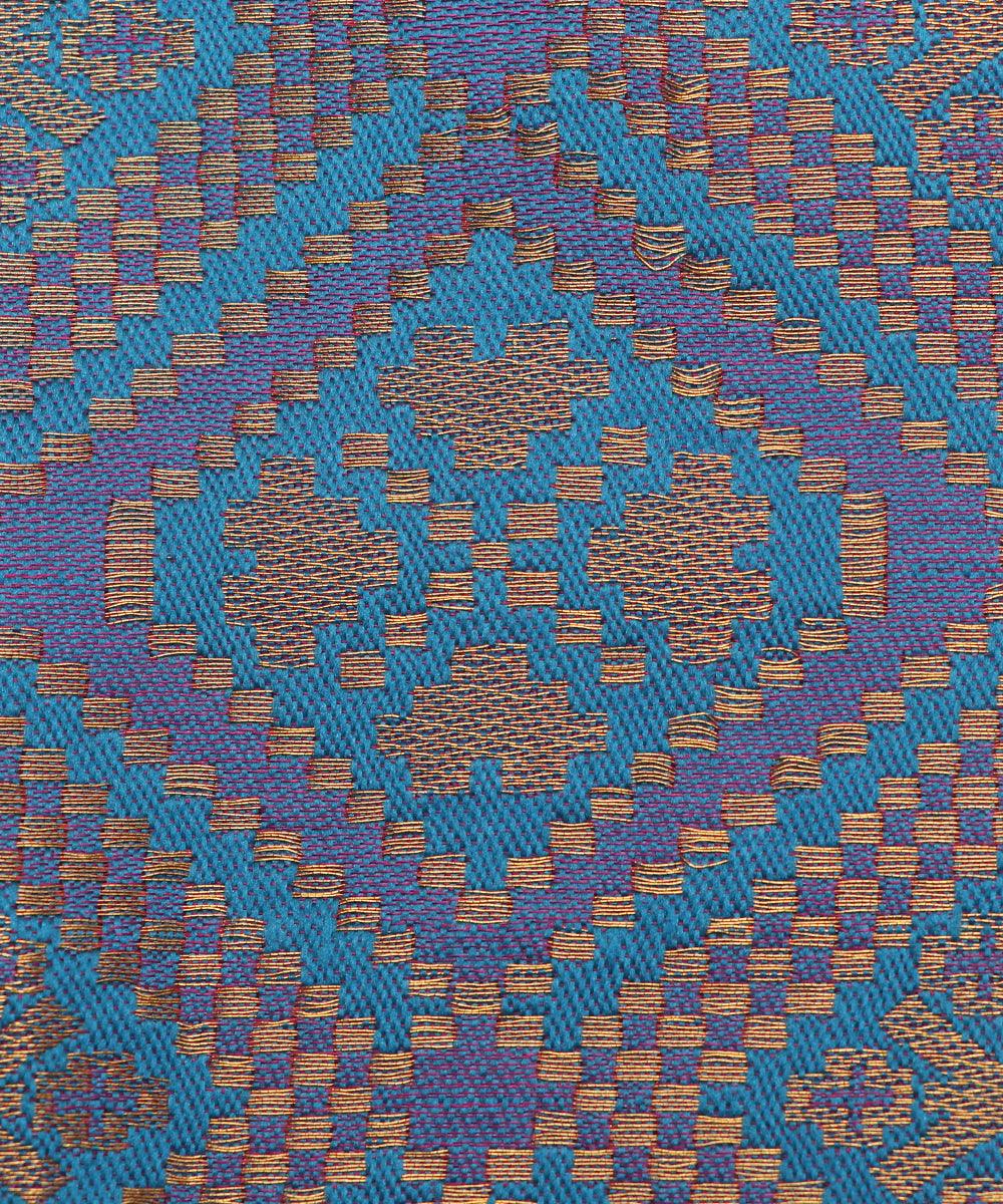 purple colour geometric print brocade silk fabric