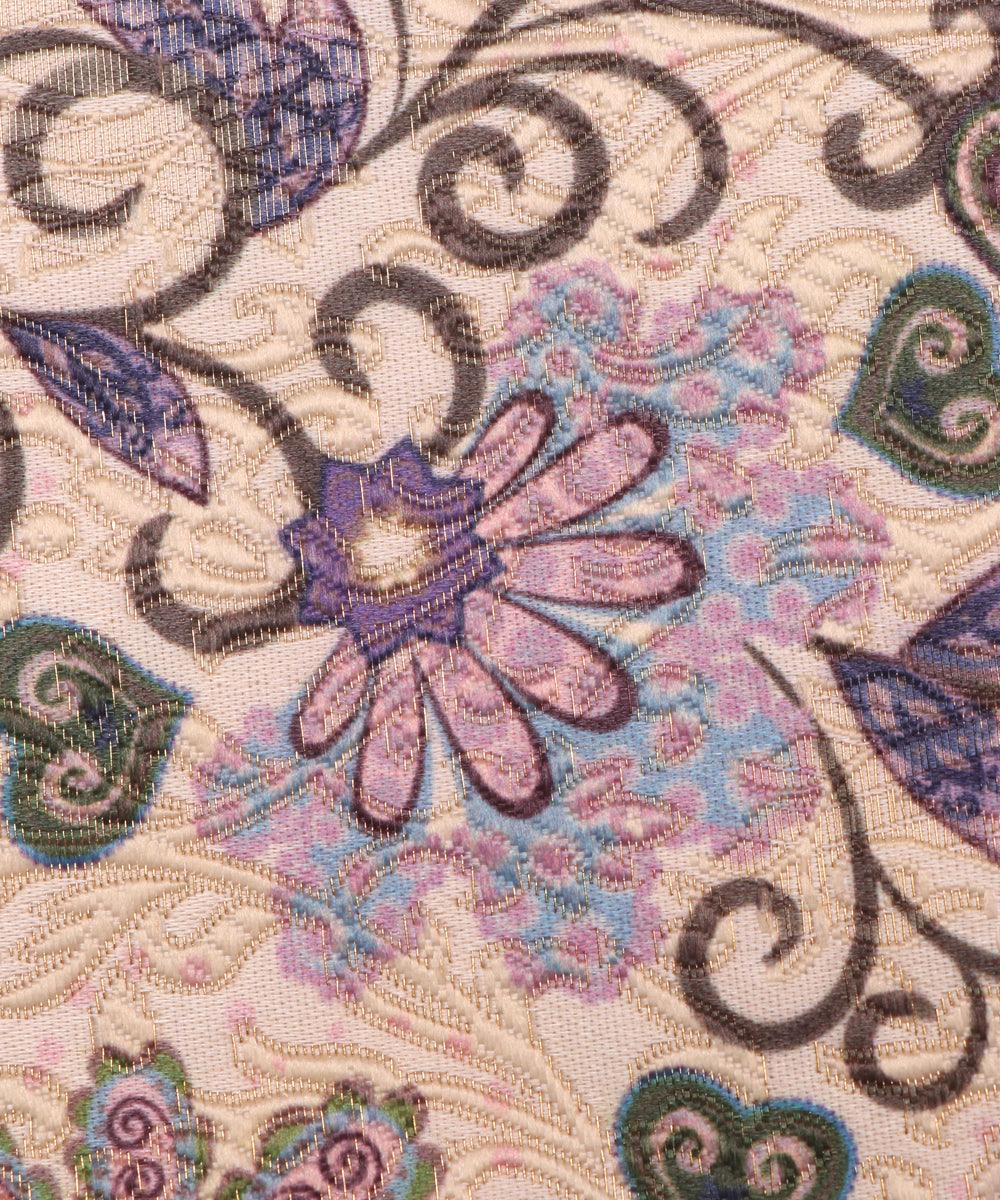 purple color floral print digital jaquard banarasi brocade silk fabric