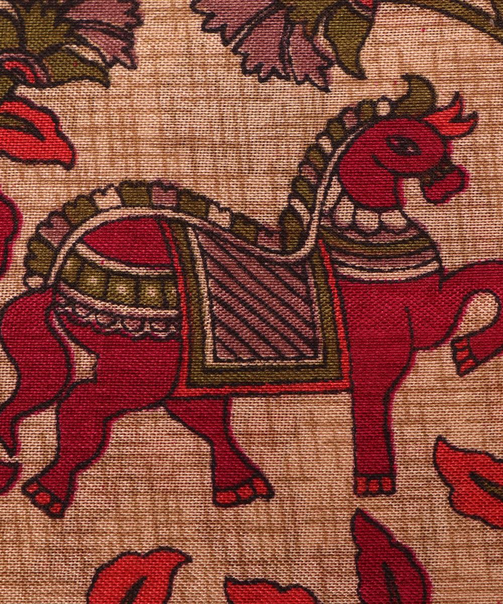 off white colour object print manipuri silk fabric 1