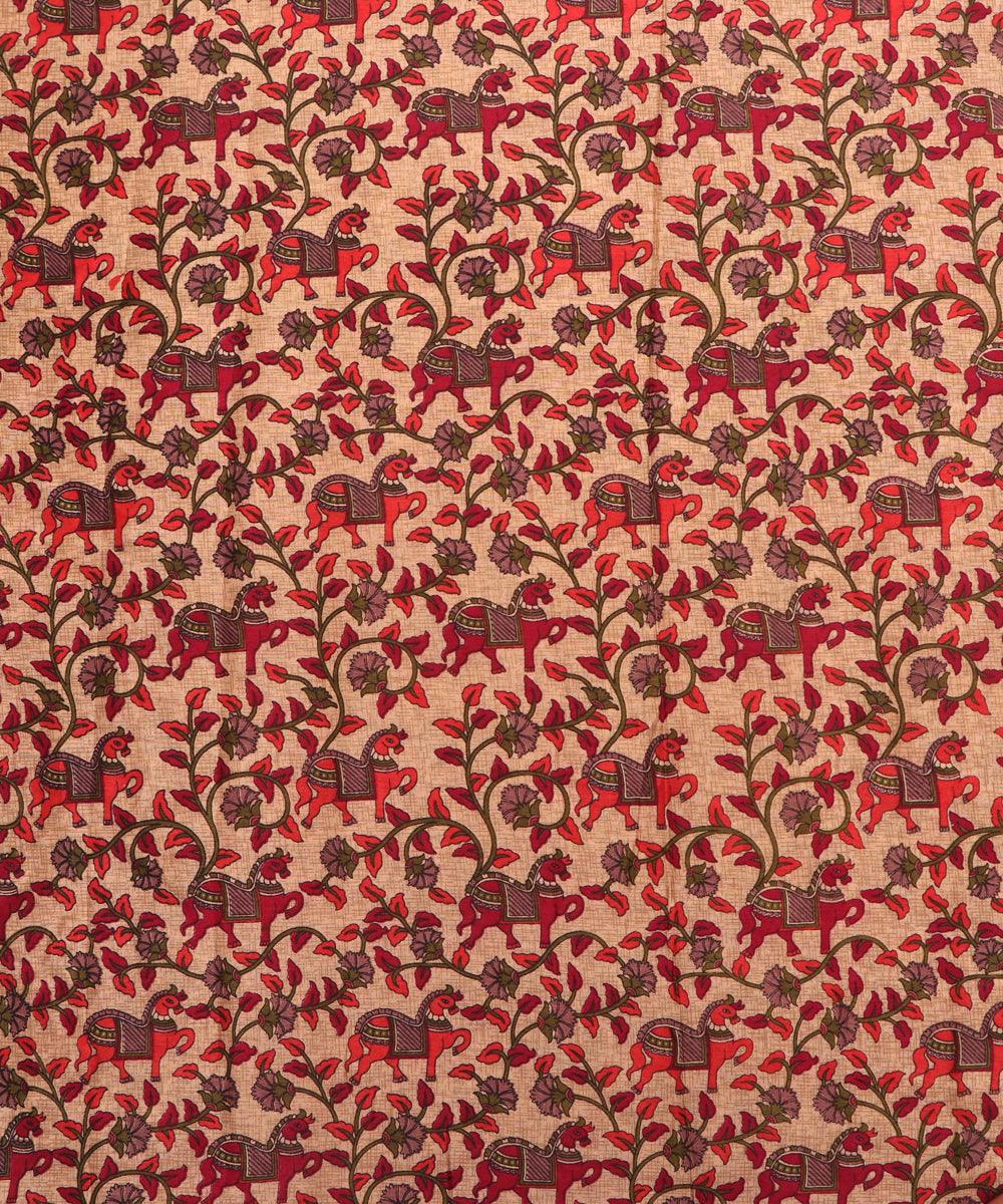 off white colour object print manipuri silk fabric 1