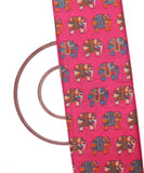 Magenta Colour Animal Print Manipuri Silk Fabric
