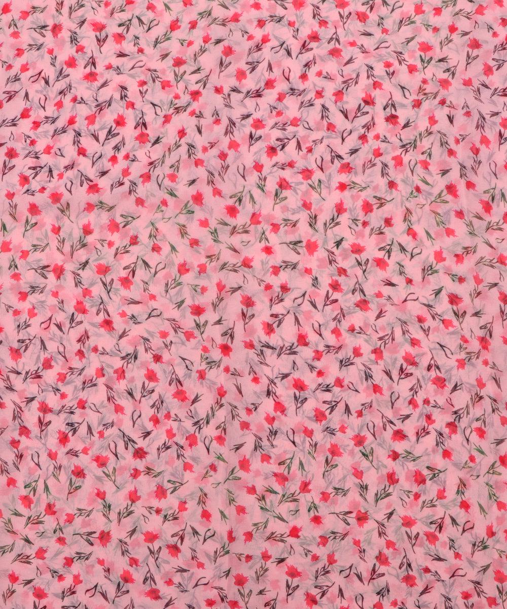 light pink colour floral print georgette fabric