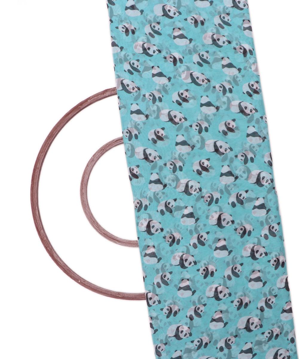light blue colour floral print georgette fabric 1