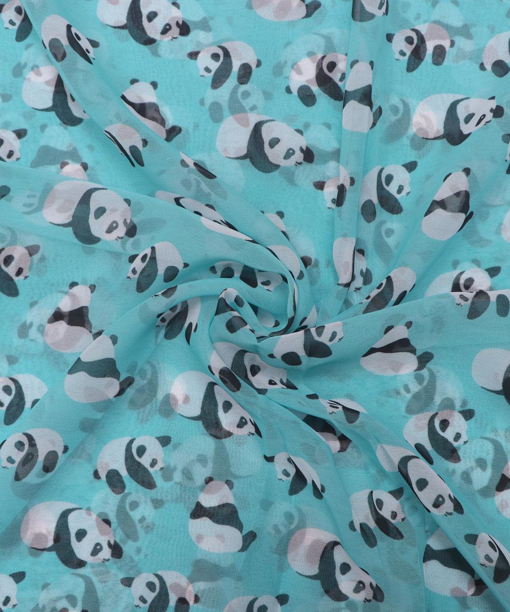 light blue colour floral print georgette fabric 1