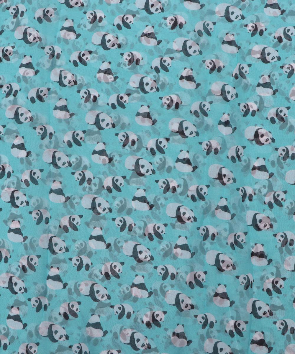 light blue colour floral print georgette fabric 1