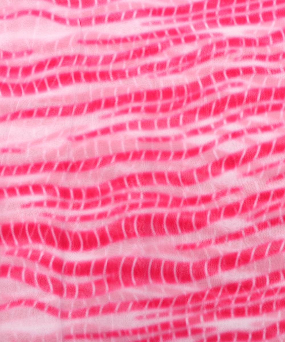 pink colour tie dye print georgette fabric