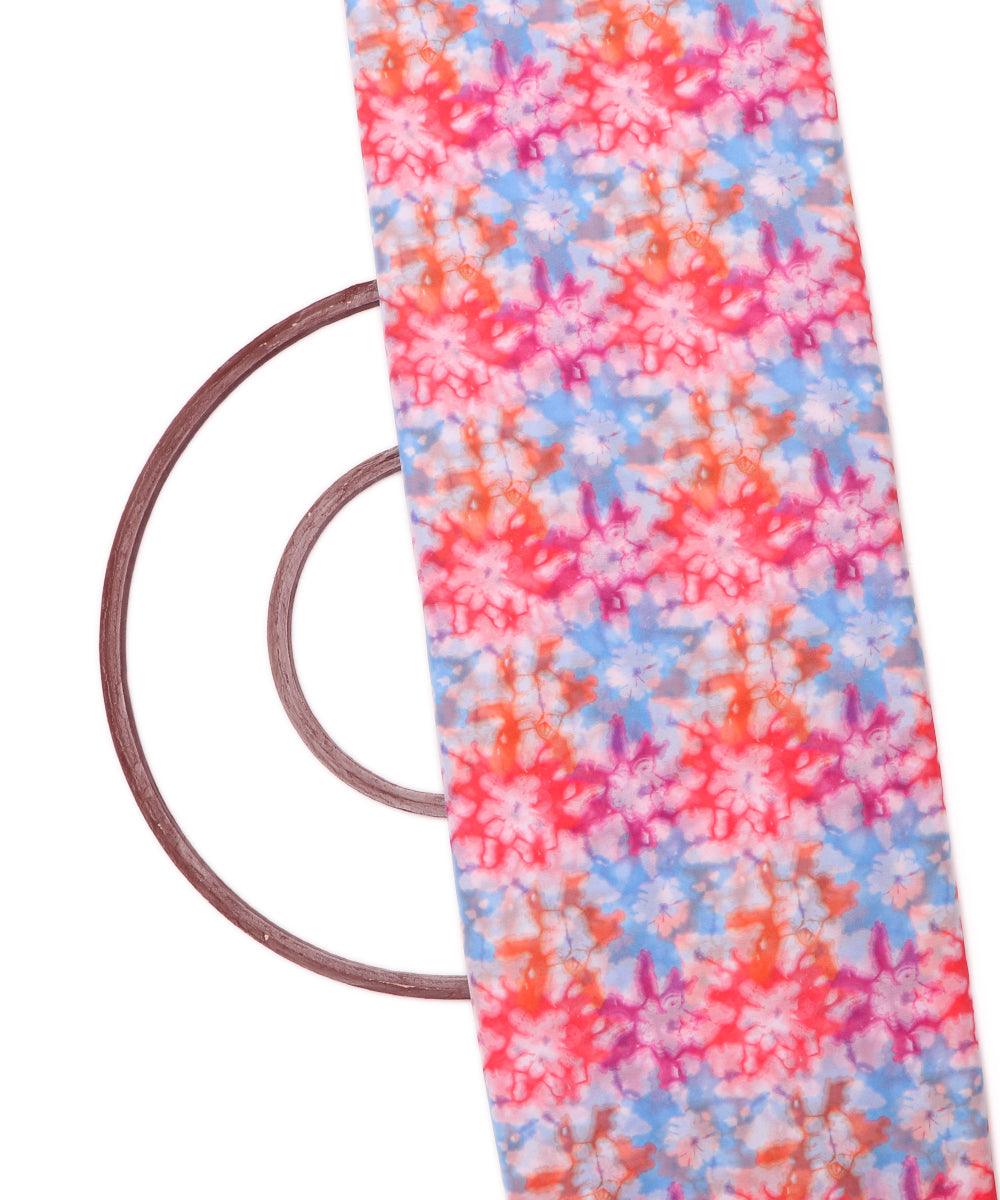 blue colour tie dye print georgette fabric