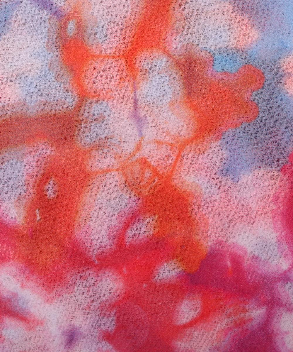 blue colour tie dye print georgette fabric