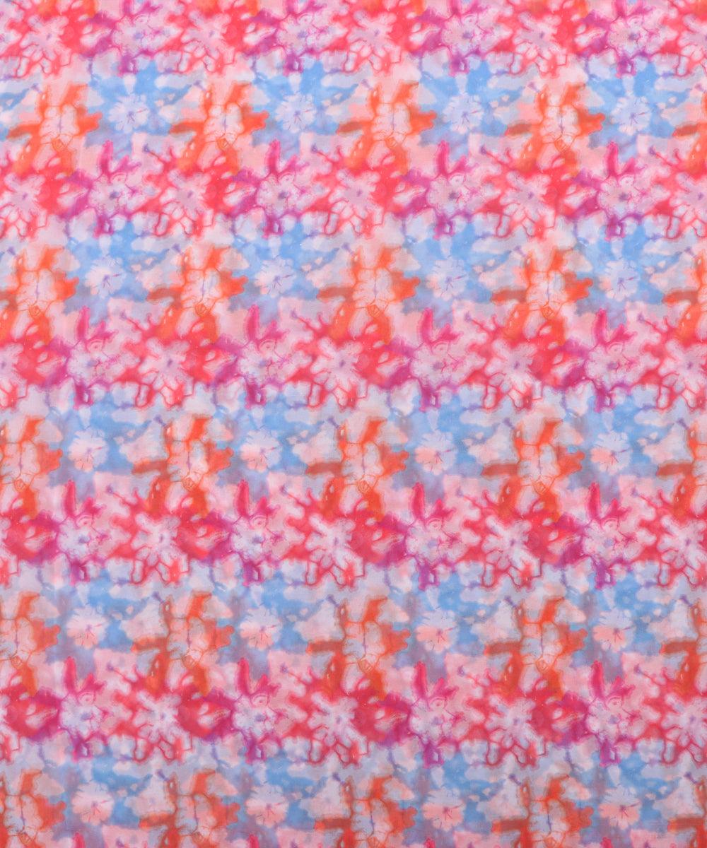 blue colour tie dye print georgette fabric