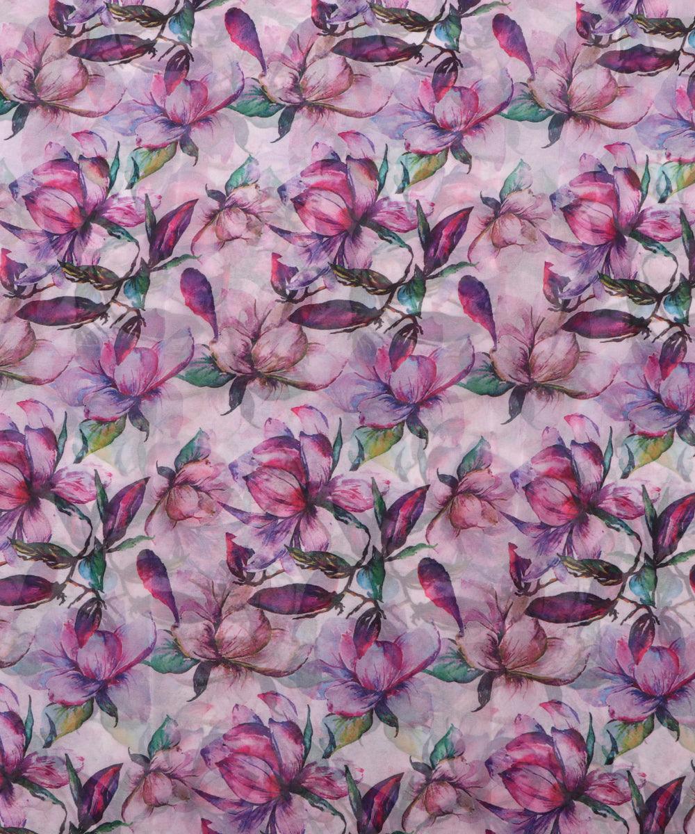 white colour floral print georgette fabric