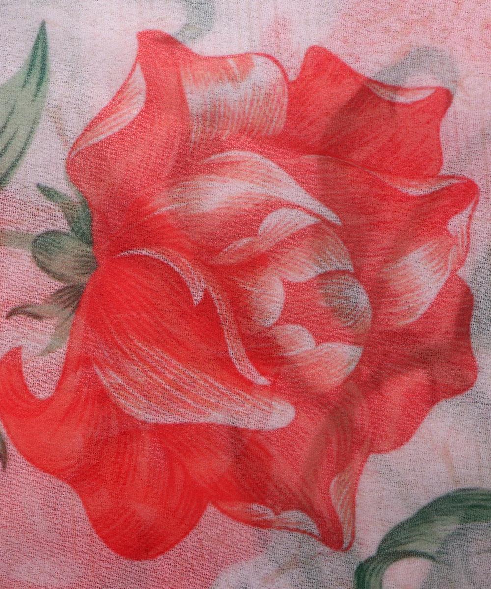 white colour floral print georgette fabric 1