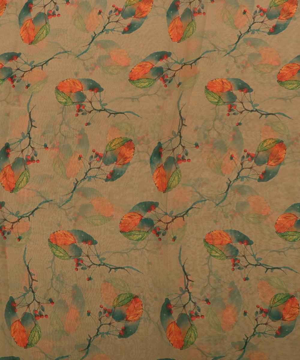 kahki green colour tie dye print georgette fabric