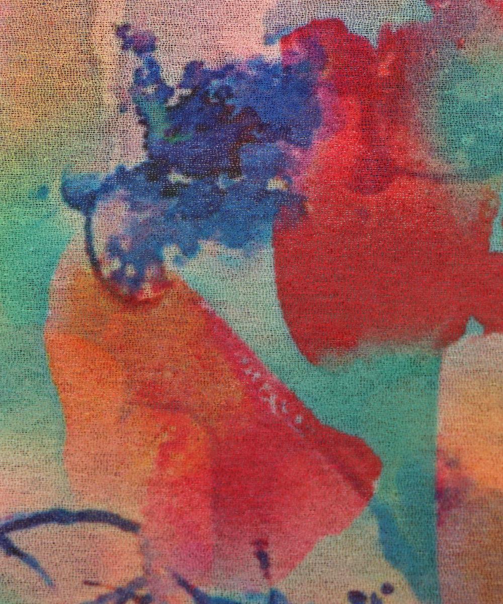 multi colour abstract print georgette fabric