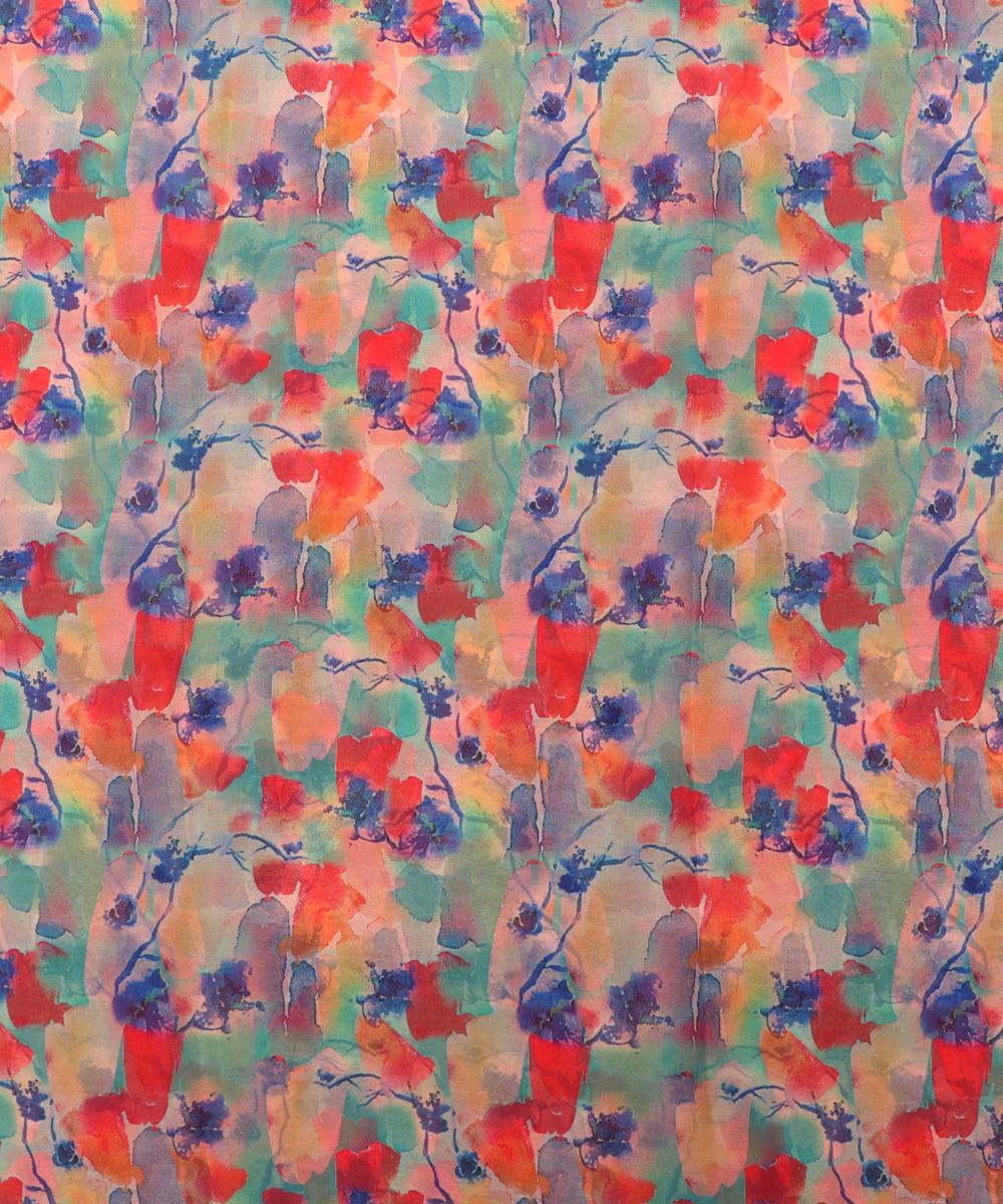 multi colour abstract print georgette fabric