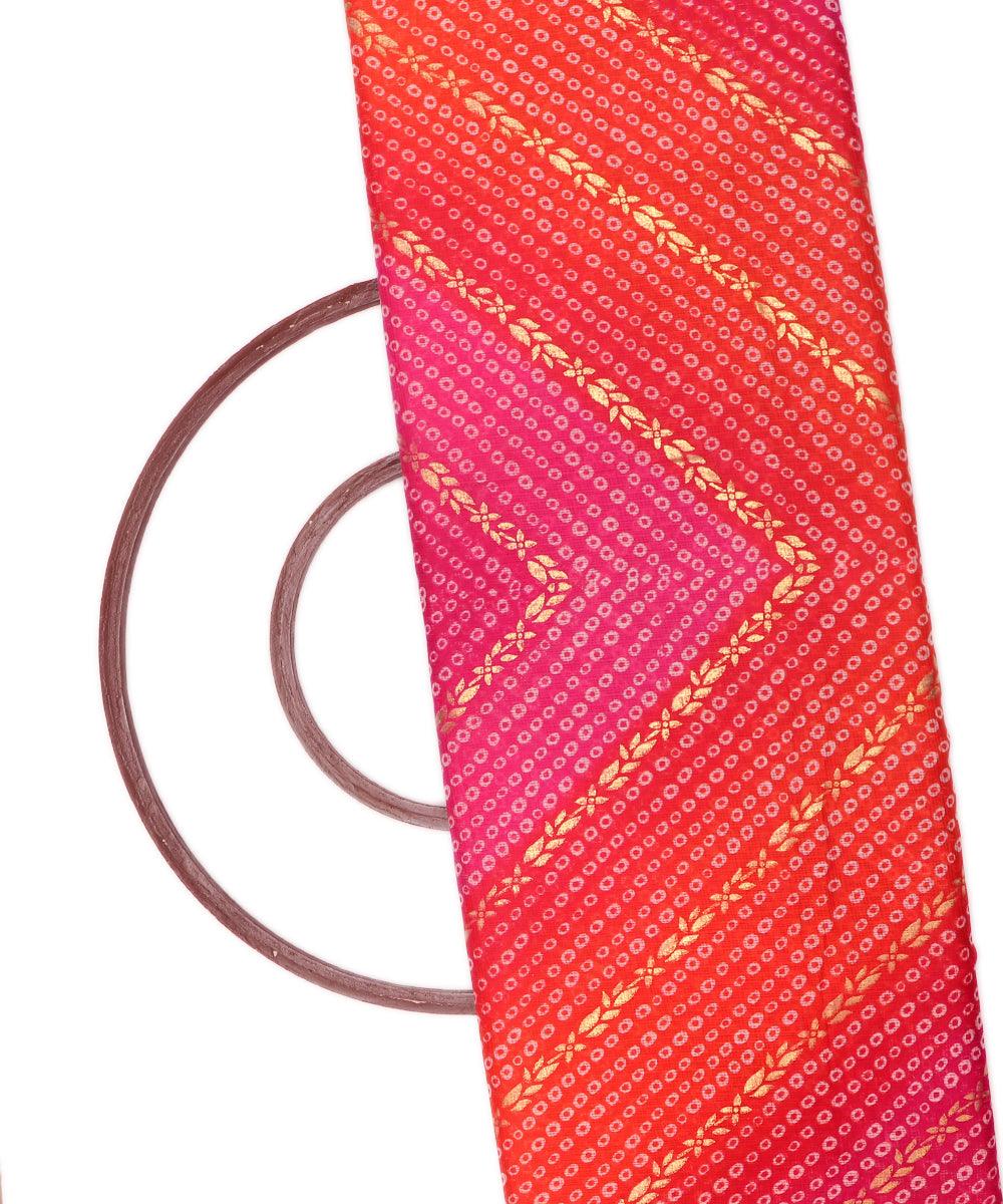 magenta colour bandhej kota doria foil print fabric